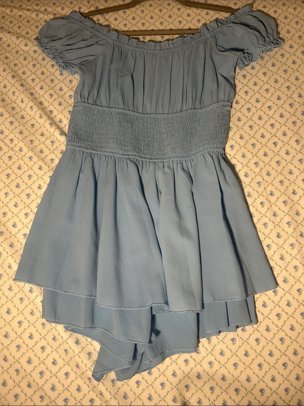 Women’s ' Light Blue Off-Shoulder Ruffle Romper
